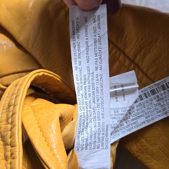 Zara Basic Outerware Women's Yellow Mustard Faux Leather Motorcyc Jacket Size XS - Picture 15 of 15